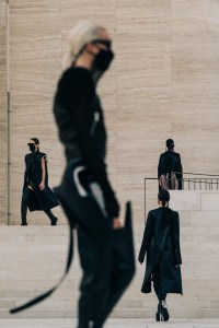 Backstage at Rick Owens' RTW Spring 2021 show.