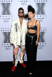 LOS ANGELES, CALIFORNIA - OCTOBER 1: (L-R) In this image released on October 1, Miguel and Nazanin Mandi attend Rihanna's Savage X Fenty Show Vol. 2 presented by Amazon Prime Video at the Los Angeles Convention Center in Los Angeles, California; and broadcast on October 2, 2020. (Photo by Jerritt Clark/Getty Images for Savage X Fenty Show Vol. 2 Presented by Amazon Prime Video)
