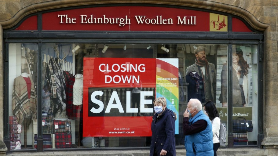 Scottish knitwear firm Edinburgh Woollen Mill collapses into administration, threatening hundreds of stores and thousands of employees.