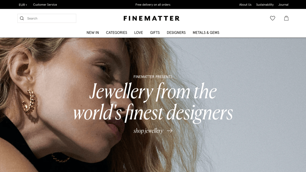 Finematter's new landing page.