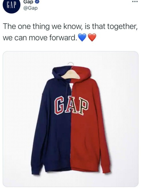 Gap faced backlash over a post-Election Day tweet aimed at easing voter anxieties.