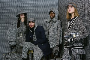 Olivier Rousteing shooting Balmain Pre-Fall 2021 collection in the windows of its Rue Saint-Honoré boutique.
