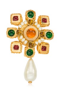 Gripoix Gladd and Faux Pearl Pendant Earrings