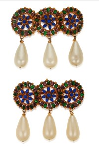 Gripoix Glass and Faux Pearl Brooches