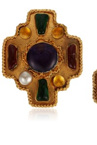 Gripoix Glass Cross Earrings