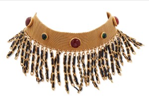 Gripoix Glass and Leather Choker Necklace