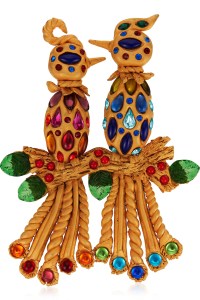 Oversized Glass and Stone Set Bird Brooch