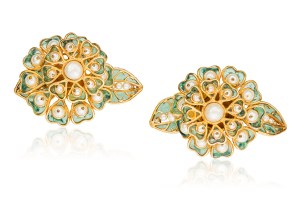 Gripoix Glass and Faux Pearl Camellia Earrings