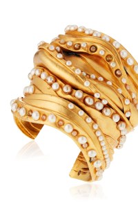Wide Faux Pearl Cuff Bracelet