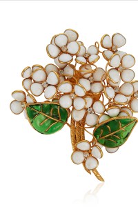 Gripoix Glass and Rhinestone Flower Brooch