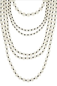Faux Pearl and Black Bead Necklace