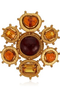 Gripoix Glass and Rhinestone Pendant Brooch