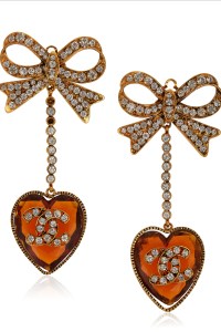 Rhinestone and Glass Pendant Earrings
