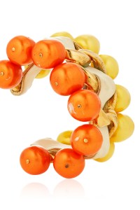 White Leather and Colored Faux Pearl Cuff Bracelet
