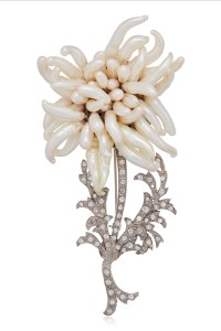 Faux Pearl and Rhinestone Brooch