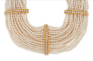 Faux Pearl and Rhinestone Choker Necklace