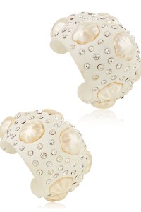 Pair of Faux Pearl and Rhinestone Cuff Bracelets