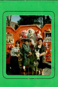 "In 1995, when this photo was taken, it was the first time my family went back to Mexico since immigrating to the U.S. five years earlier. For many Mexican immigrants, the holiday season is a time to go back and visit the family one often leaves behind. This photo was taken at the Basilica de Guadalupe in Mexico City, a pilgrimage many Mexican immigrants make to give thanks, or to repay a debt to the Virgen de Guadalupe. For me, it was a whole new world; I still remember sitting on this horse next to my mom and sister and the excitement of receiving the printed image inside the very typical green cardboard frame. I also have to mention the fashion. From a very young age, my mom allowed me to choose what I wore, and I was very proud of this green ensemble (I was very into vests around this age) with bone-colored botines. Growing up, Christmas was never about the gifts and the decorations. For us it was a time to be with family, sipping ponche and eating tamales, staying up on Christmas Eve to receive Christmas at midnight. We didnÕt have much, but what mattered was that we were all together." - Pablo Leon, Him NYC