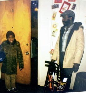 "This picture is my dad and I coming to my momÕs house Christmas evening. She made me come in the house four times because she couldnÕt get the camera together when all I just wanted to do was ride my new bikeÉcheck out the Christmas cards taped to the door behind my dad, she still does that."- Robert West, Bobbyday