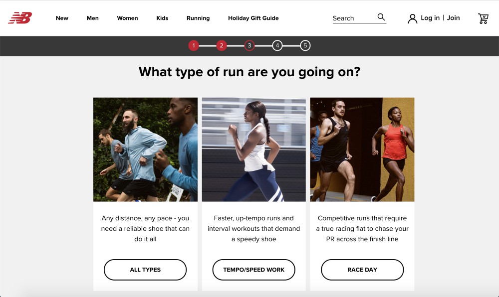 New Balance's Running Shoe Finder is designed to mirror the personalized guidance a customer would typically receive in-person