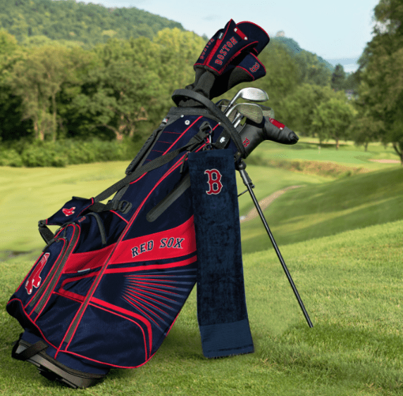 A Red Sox golf bag.