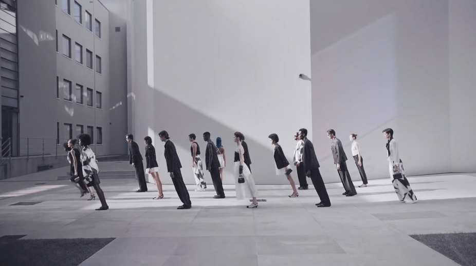 A still from Emporio Armani's video "Building Dialogues."