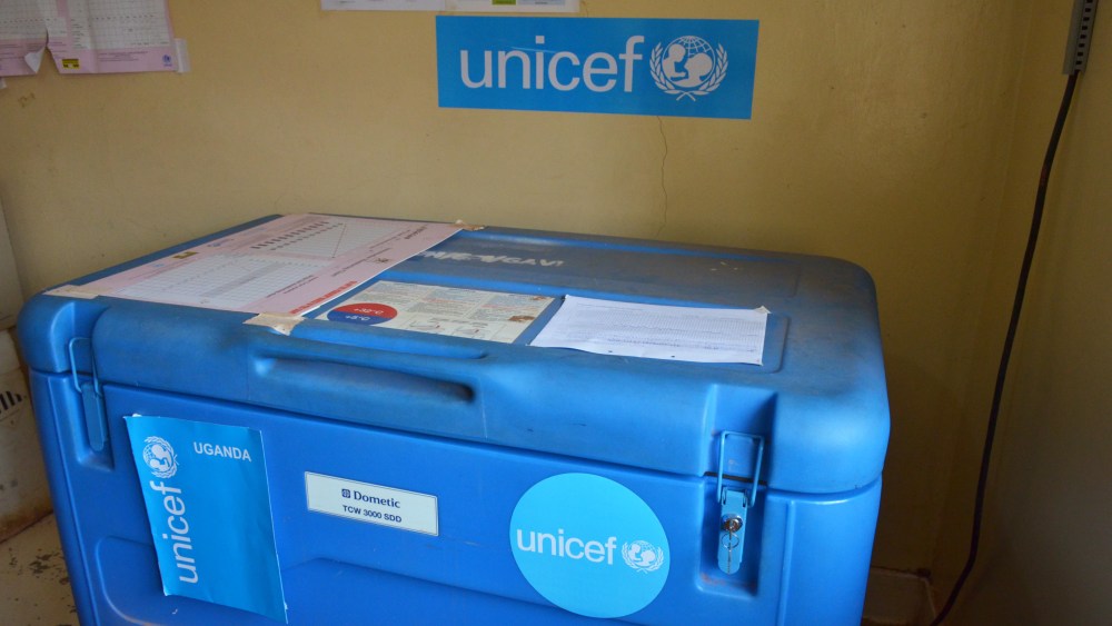 As part of the cold chain management support, a freezer provided by UNICEF at Bujubuli Health Centre III in Kyaka II refugee settlement. UNICEF with funds from UN CERF supports immunization activities for refugee children and host communities living in Kyaka II refugee settlement by providing the services in health facility and outreach posts within the settlement.
