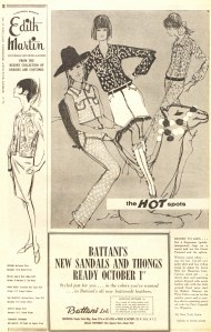 Gene Neil for Hampton East, Robert Abajan and Patti Capelli fro Wippette Resort 1965. Illustration by Dorothy Laverro.