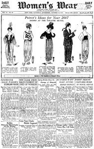 Illustrations of “Poiret’s Ideas for Year 2017,” featured in the October 13, 1917 issue of WWD.