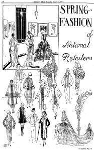 Illustrations of “Spring Fashion of National Retailer,” featured in the January 23, 1924 issue of WWD.