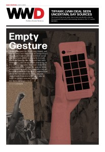 June 3, 2020 WWD Page One. Photo collage by Alex Bandoni.