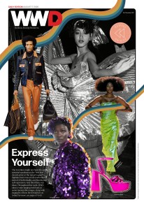 August 17, 2020 WWD Page One. Collage and design by Tess Donlevie.