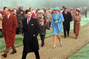 Prince Philip arriving at Sandrigham church on Christmas day with other members of the Royal family, Prince Charles, Princess Diana, Prince Andrew and Sarah Ferguson December 1991. (Express Newspapers Via AP Images)