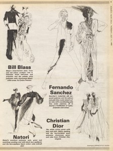 Illustrations by Kenneth Paul Block in the Jul. 11, 1985 issue of WWD.