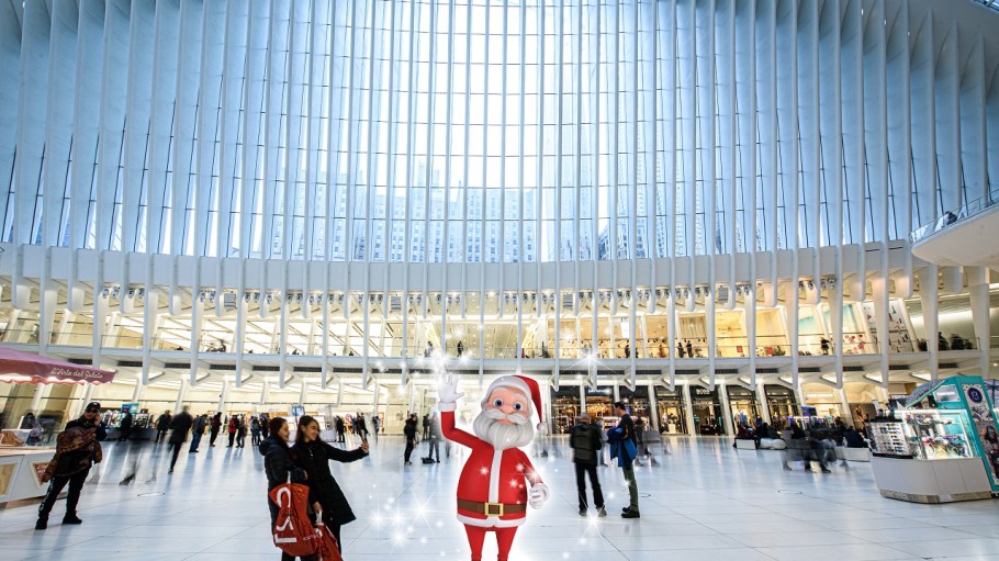 Santa is one of many Augmented Reality characters to greet guests at Westfield shopping centers during The Holiday Hunt.
