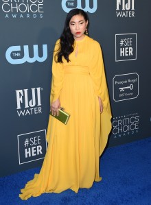 Awkwafina arrives at the 25th annual Critics' Choice Awards on Sunday, Jan. 12, 2020, at the Barker Hangar in Santa Monica, Calif. (Photo by Jordan Strauss/Invision/AP)