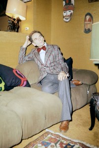 Designer Pierre Cardin in his Paris apartment in 1973