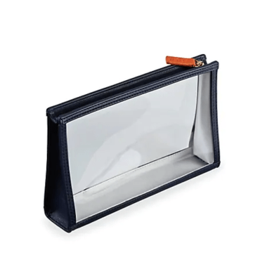 stow see-view leather trim pouch