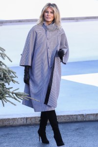 First Lady Melania Trump arrives to receive the White House Christmas tree at the White House on Monday, November 23, 2020. (Photo by Oliver Contreras/SIPA USA)(Sipa via AP Images)