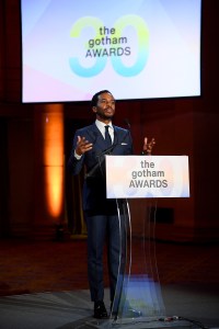 NEW YORK, NEW YORK - JANUARY 11: Andre Holland speaks during the 30th Annual IFP Gotham Awards at Cipriani Wall Street on January 11, 2021 in New York City. (Photo by Dimitrios Kambouris/Getty Images for 30th Annual IFP Gotham Awards)
