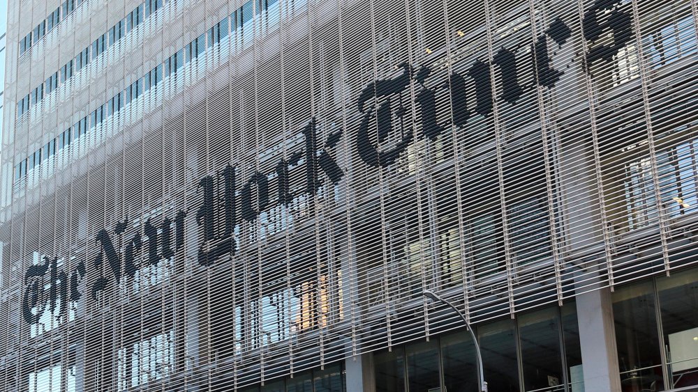 New York, USA October 2019: Impressions New York - October - 2019 The newspaper building of the New York Times, in New York, lettering, | usage worldwide Photo by: Fotostand / Freitag/picture-alliance/dpa/AP Images