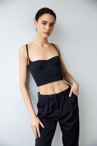 Calvin Klein Collection wool twill bustier and trouser, spring 2002.