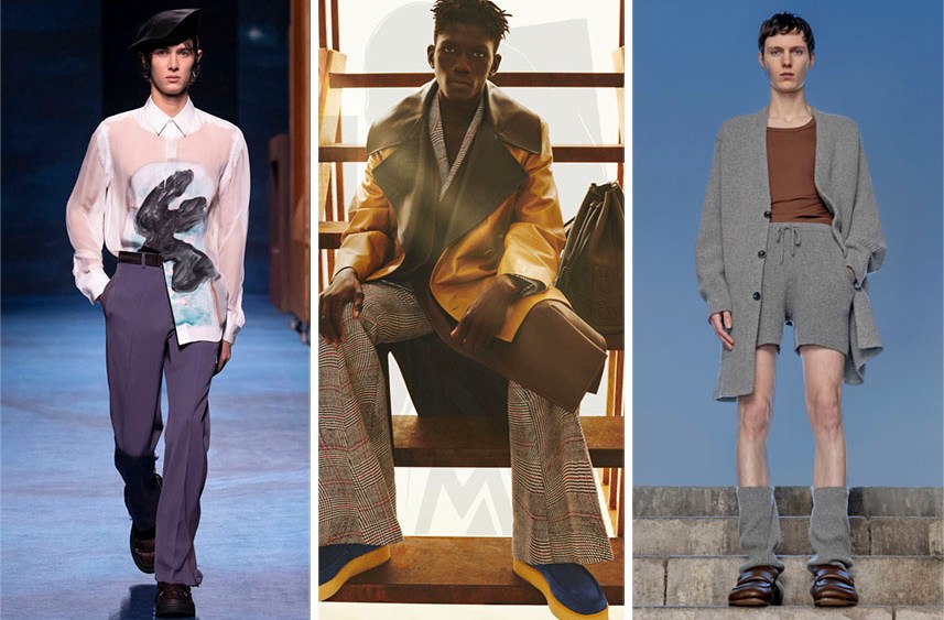 From left: Dior, Loewe, and Dries van Noten