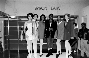 Designer Byron Lars and models in his spring 1992 collection at the debut of his Bloomingdale's in-store boutique on September 13, 1991.