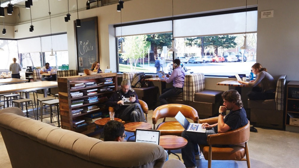 A view of the café at the Googleplex.