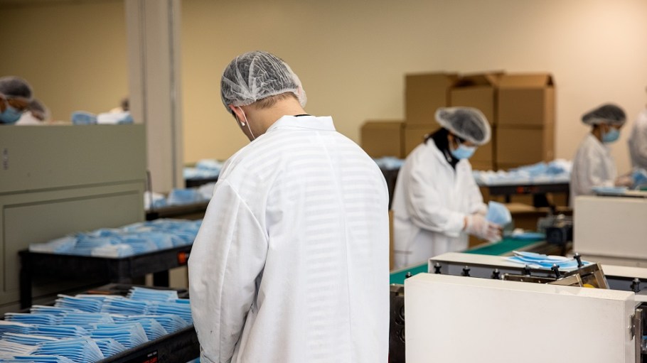 Hudson Holdings Group has opened a manufacturing facility in Piscataway, N.J., that will produce 90 million protective masks a month.