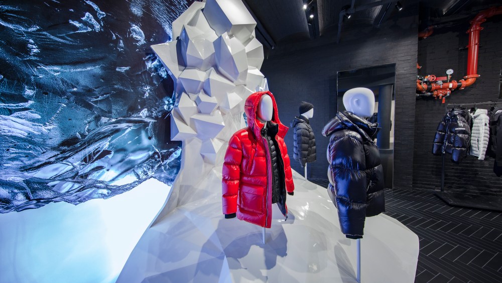 A men's display at the new Mackage store in SoHo.