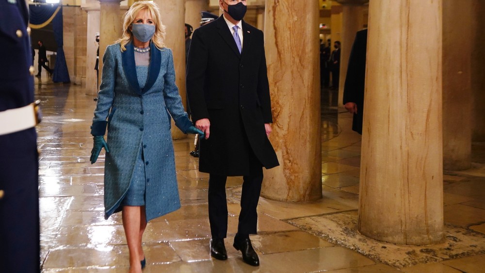 President-elect Joe Biden and Dr. Jill Biden arrive in the Crypt of the US Capitol for Biden's inauguration ceremony on Wednesday, Jan. 20, 2021 in Washington. (Jim Lo Scalzo (Jim Lo Scalzo/Pool Photo via AP)