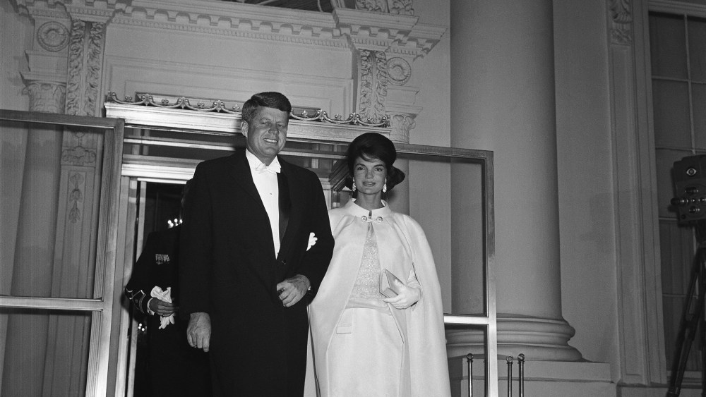 President and Mrs. John Kennedy leave the White House January 20, 1961 for a tour of inaugural balls.