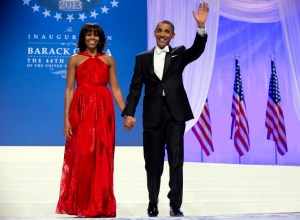President Barack Obama and first lady Michelle Obama at an Inaugural Ball at the Washington Convention Center in Washington, during the 57th Presidential Inauguration.